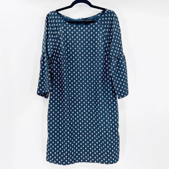 Banana Republic Women's Blue Patterned Quarter Sleeve Shift Dress Size M - Picture 5 of 7